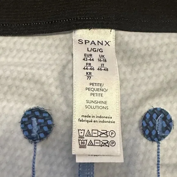 Spanx L Petite Sunshine Solutions Kick Flare Pant Blue Dot Stretch UPF 50 - Picture 5 of 8